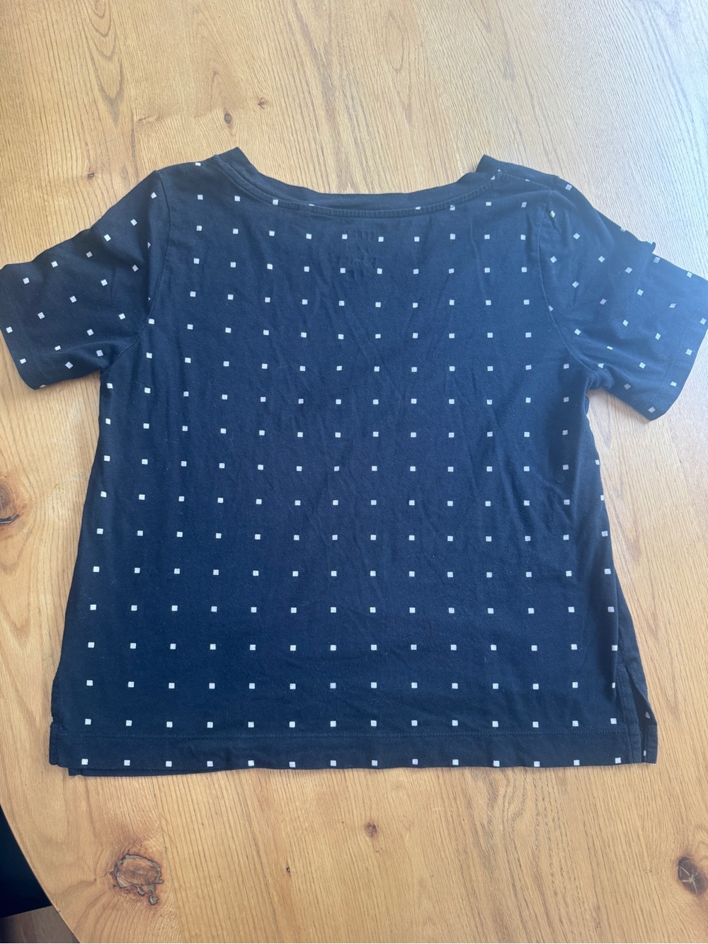 Uniqlo Black Short-Sleeve Tee with White Square Dot Print